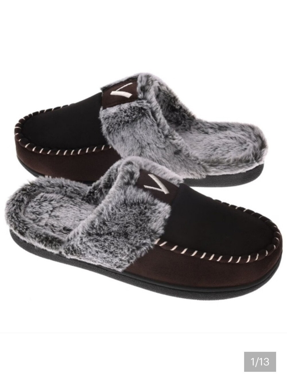Vonmay Fuzzy Memory Foam Slip On Indoor Ourdoor Slippers Sz Lg